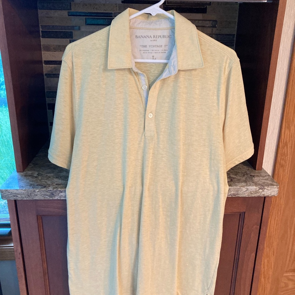 Banana Republic Yellow Polo Shirt Light Crisp Fabric